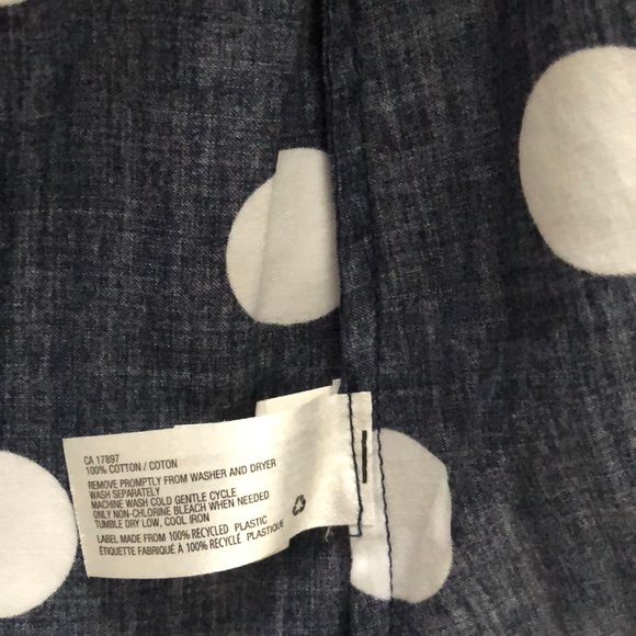 GAP Tailored Blouse Navy Blue w/ White Polka-dots - Picture 3 of 3